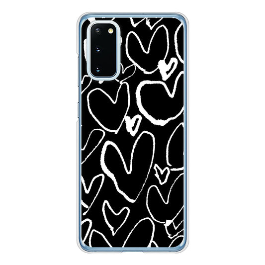 Galaxy S20 5G SC-51A docomo 高画質仕上げ 背面印刷 ハードケース 【1124 ハート BK&WH】