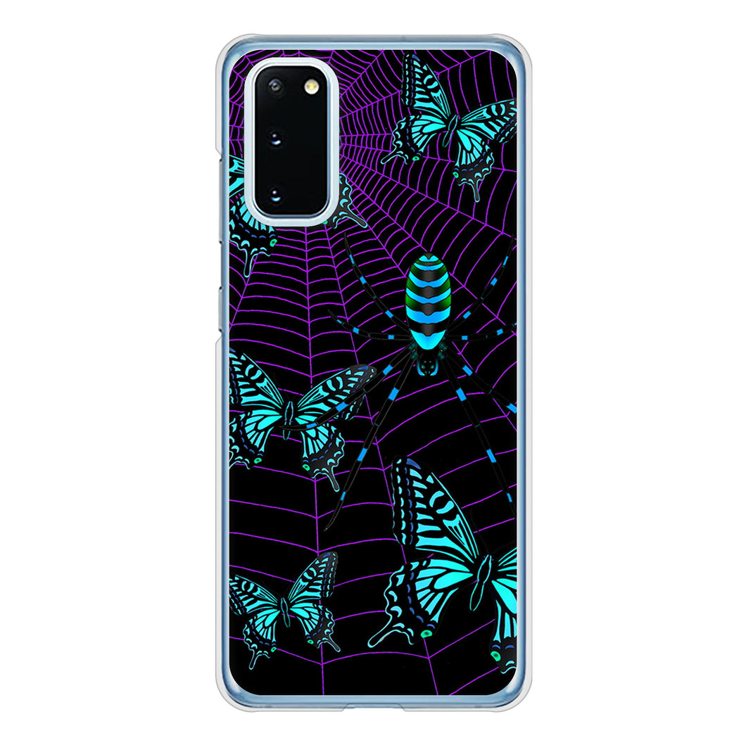 Galaxy S20 5G SC-51A docomo 高画質仕上げ 背面印刷 ハードケース むかいあぐる 蜘蛛の巣に舞う蝶