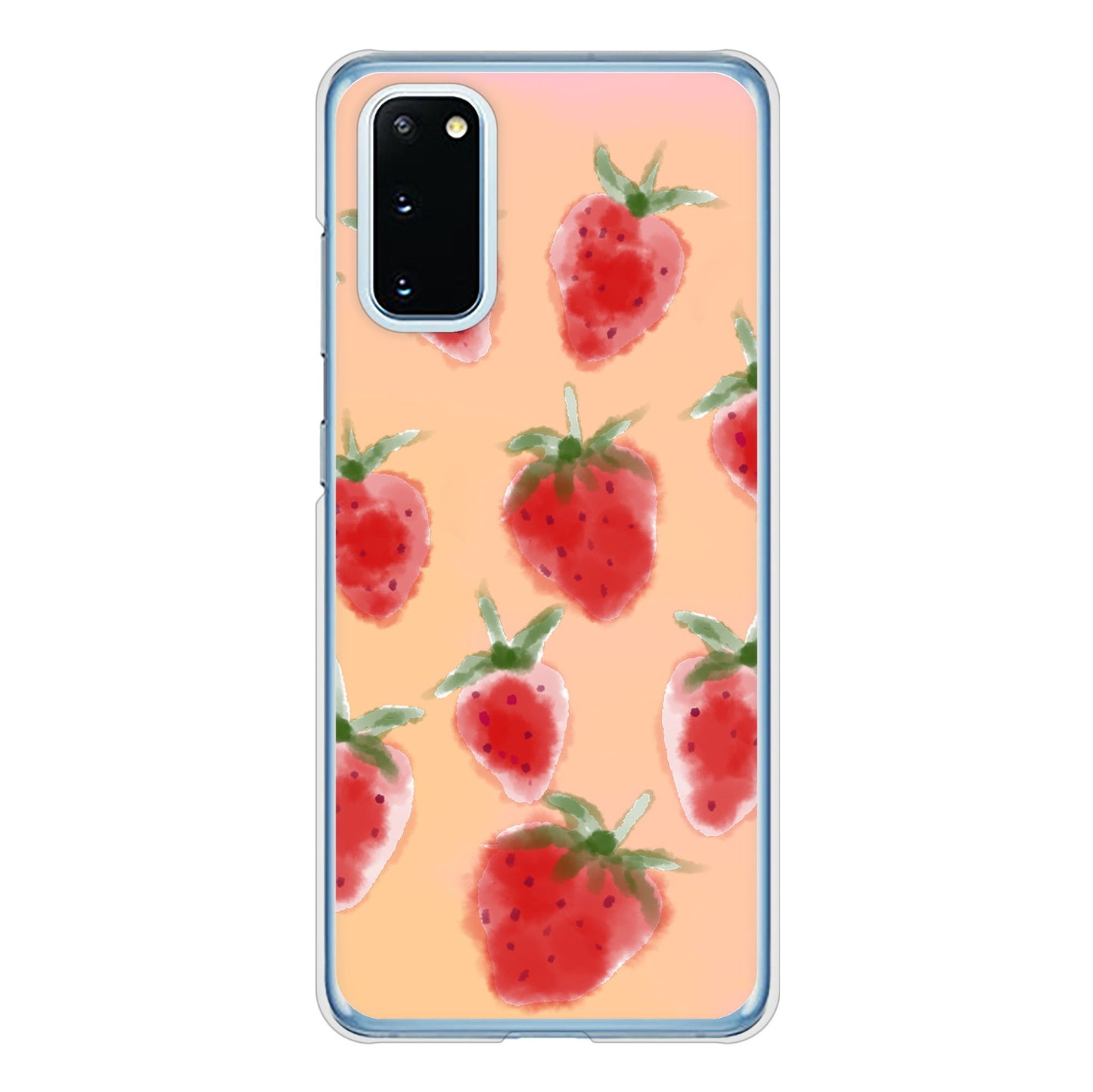 Galaxy S20 5G SC-51A docomo 高画質仕上げ 背面印刷 ハードケース イチゴ 水彩
