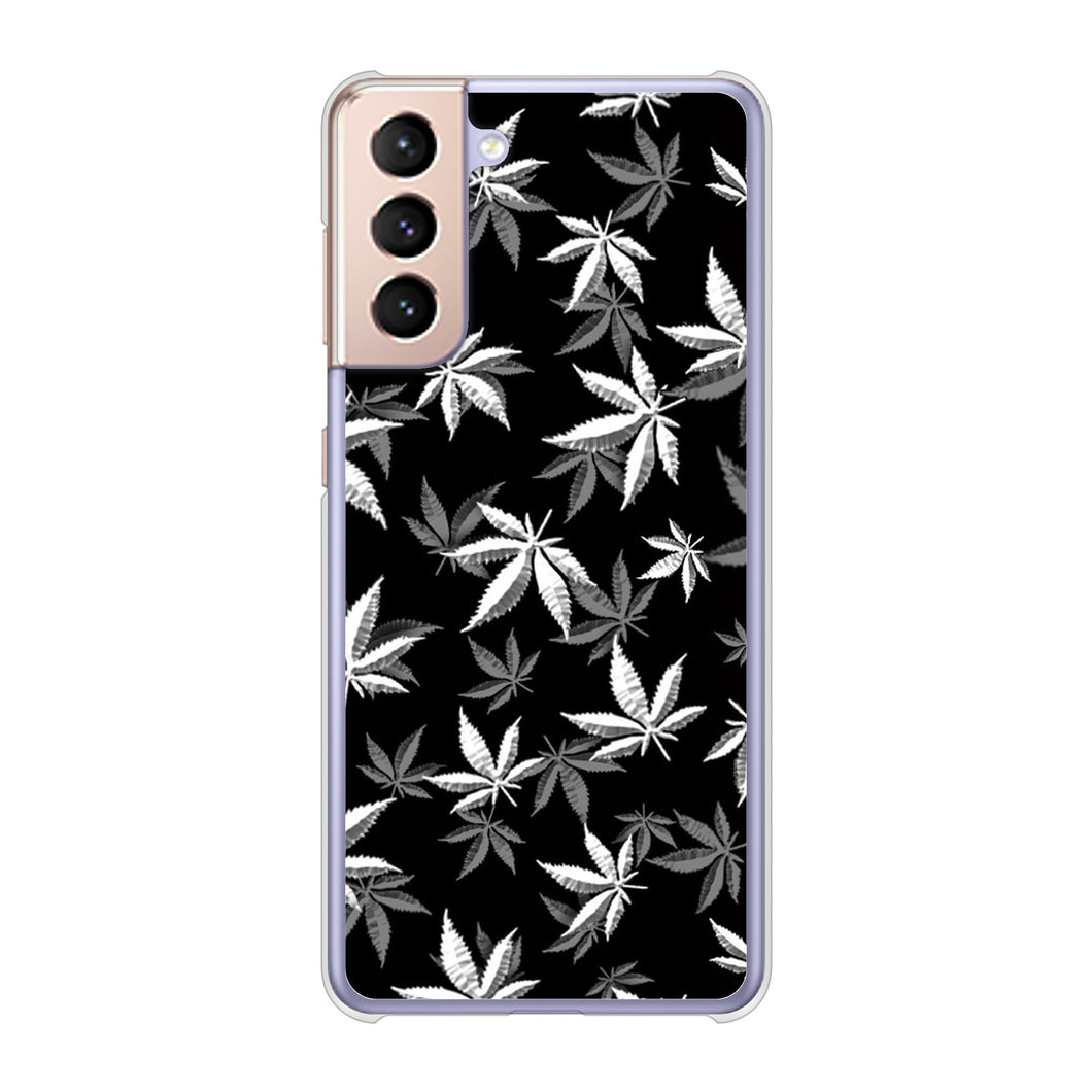 Galaxy S21 5G SC-51B docomo 高画質仕上げ 背面印刷 ハードケース 【064 モノトーン大麻ブラック】