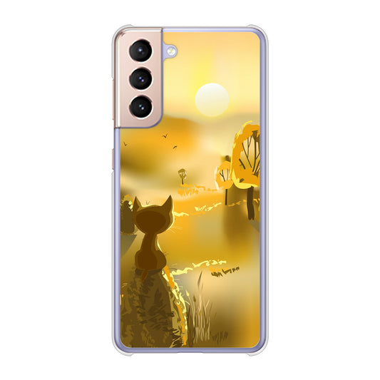 Galaxy S21 5G SC-51B docomo 高画質仕上げ 背面印刷 ハードケース 【400 たそがれの猫】