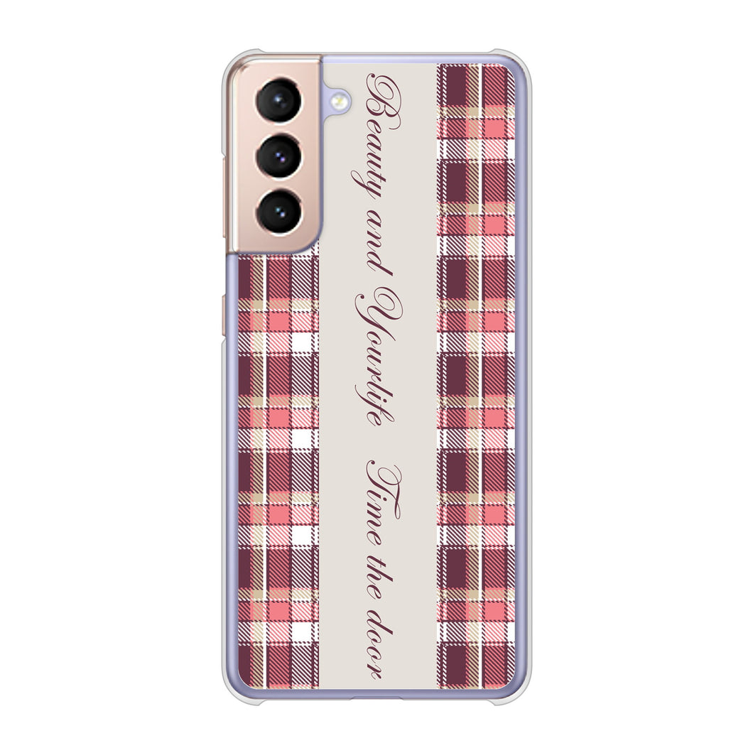 Galaxy S21 5G SC-51B docomo 高画質仕上げ 背面印刷 ハードケース ピンクチェック