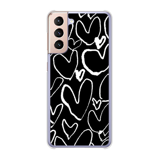 Galaxy S21 5G SC-51B docomo 高画質仕上げ 背面印刷 ハードケース 【1124 ハート BK&WH】