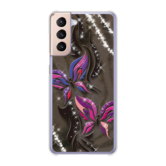 Galaxy S21 5G SC-51B docomo 高画質仕上げ 背面印刷 ハードケース 【1164 キラめくストーンと蝶】