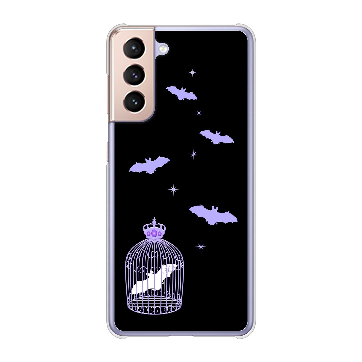 Galaxy S21 5G SC-51B docomo 高画質仕上げ 背面印刷 ハードケース むかいあぐる こうもりの王冠鳥かご