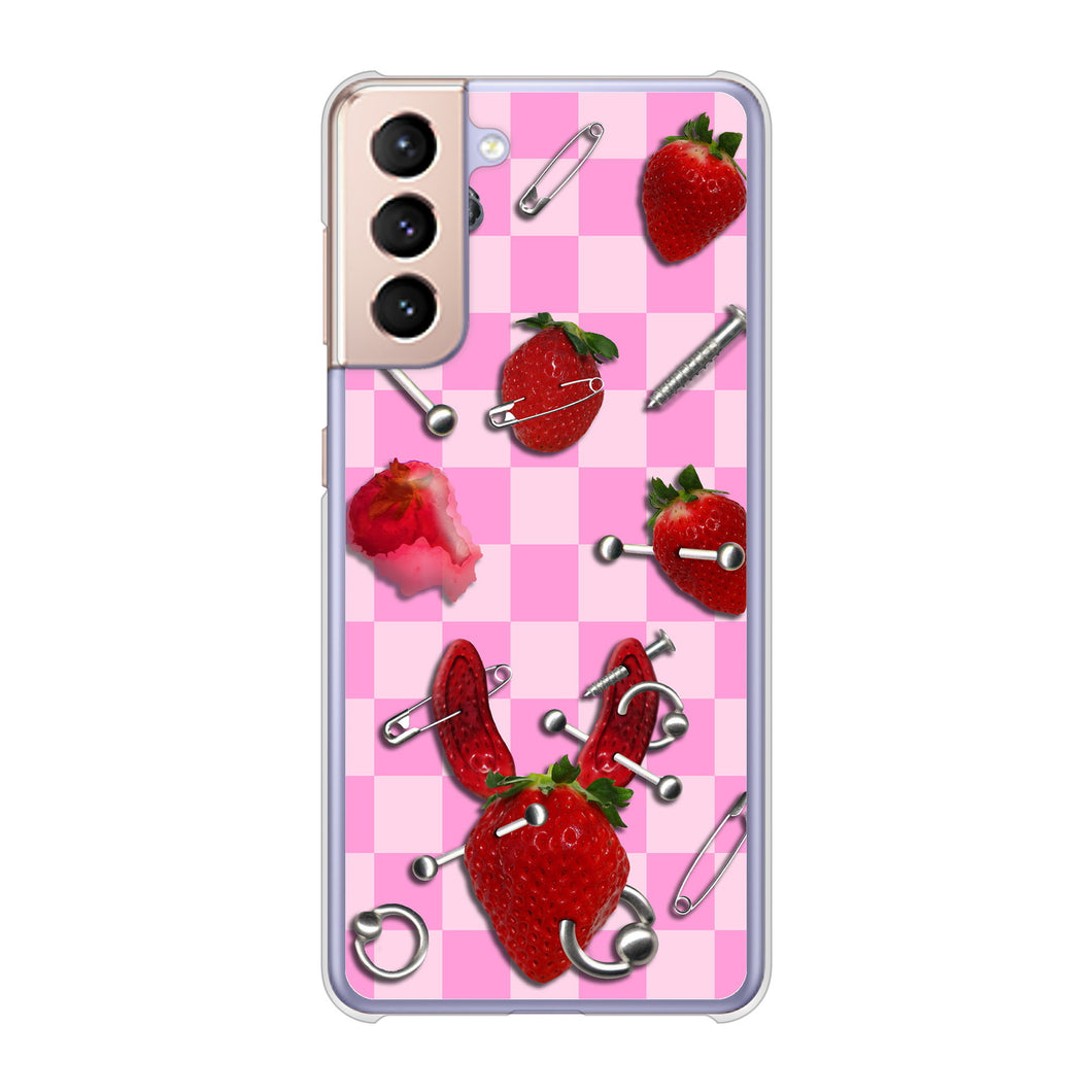 Galaxy S21 5G SC-51B docomo 高画質仕上げ 背面印刷 ハードケース むかいあぐる 苺パンク