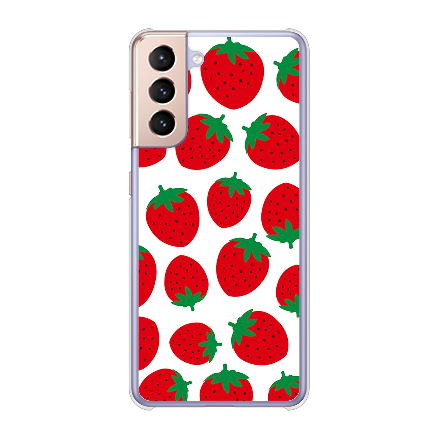 Galaxy S21 5G SC-51B docomo 高画質仕上げ 背面印刷 ハードケース 小さいイチゴ模様