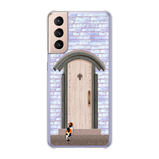 Galaxy S21 5G SC-51B docomo 高画質仕上げ 背面印刷 ハードケース 猫とドア