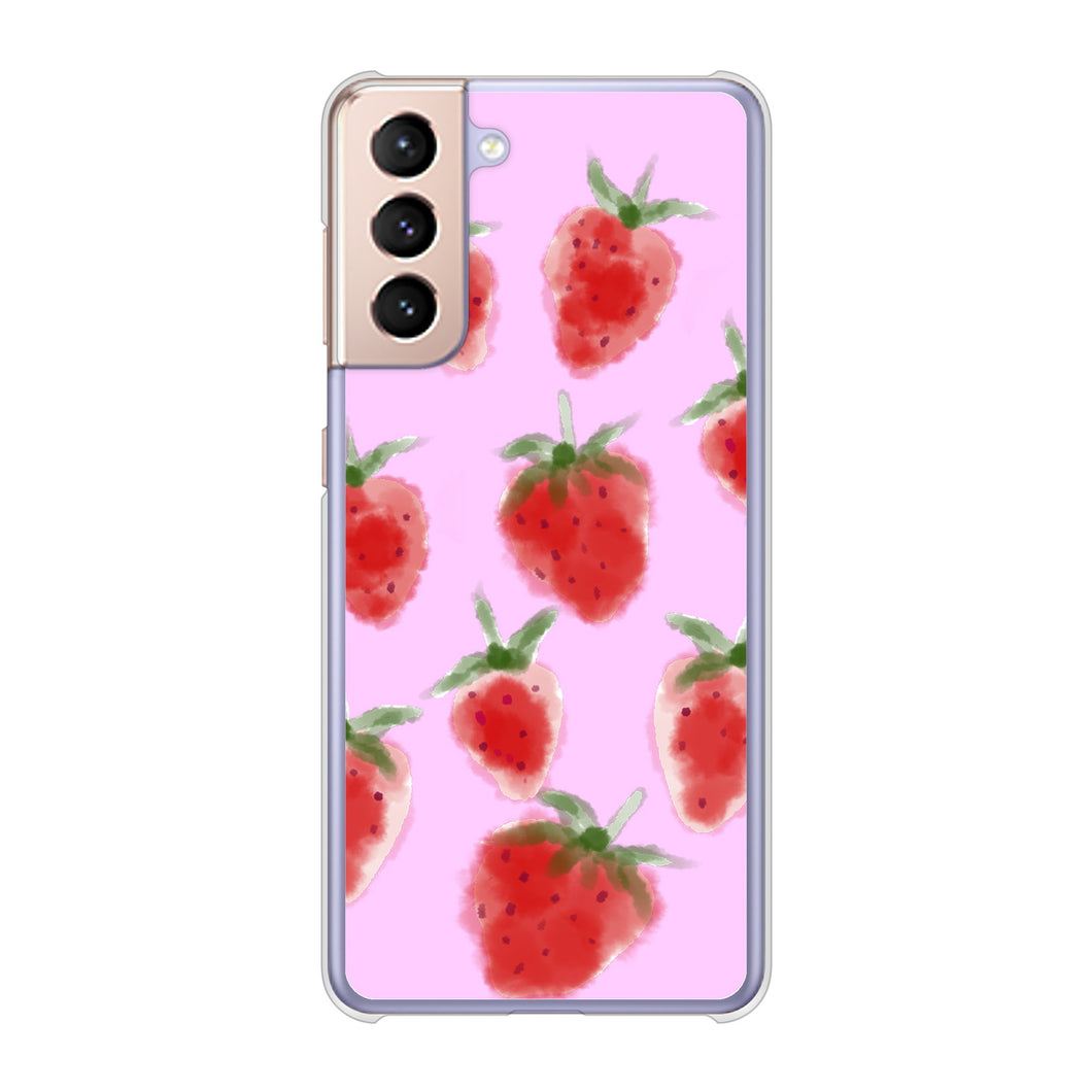 Galaxy S21 5G SC-51B docomo 高画質仕上げ 背面印刷 ハードケース イチゴ 水彩