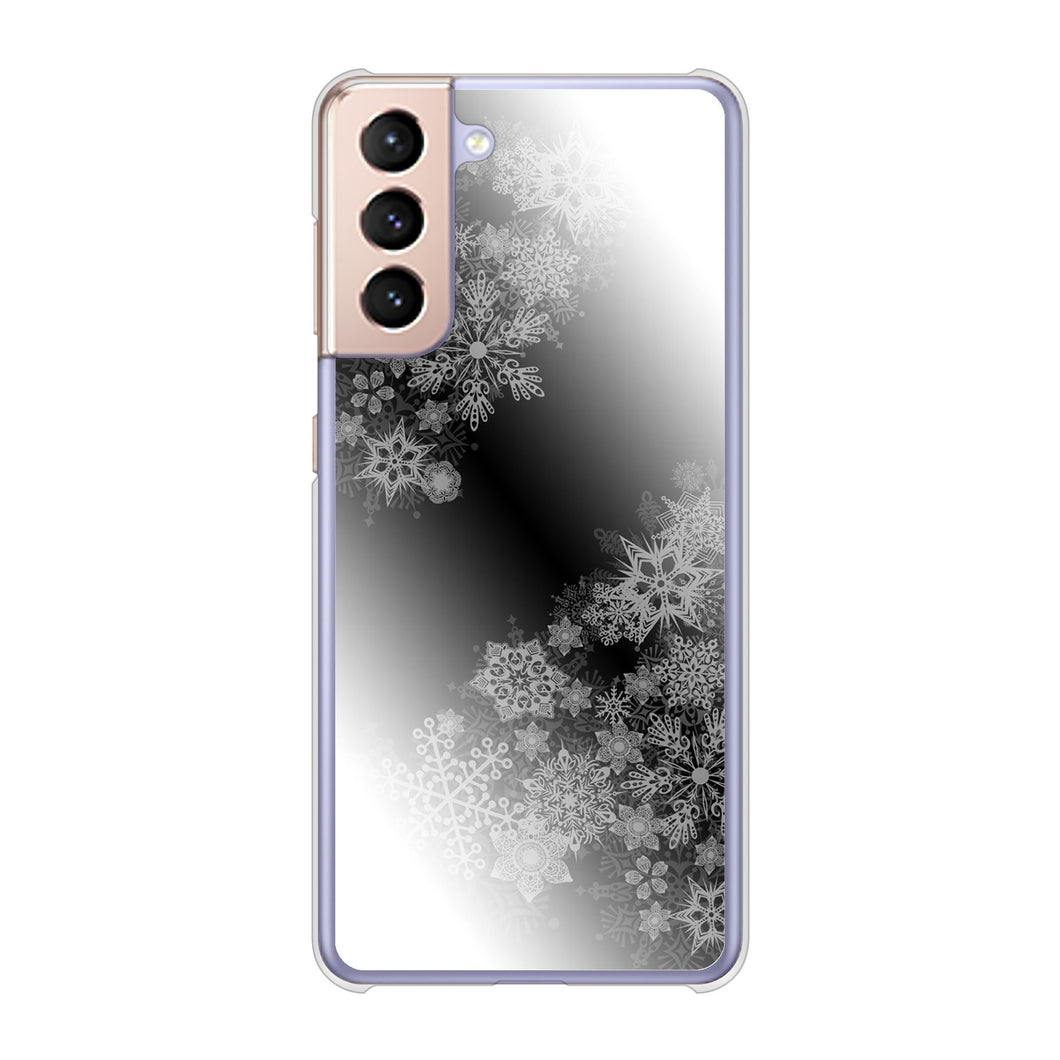 Galaxy S21 5G SC-51B docomo 高画質仕上げ 背面印刷 ハードケース 【YJ340 モノトーン 雪の結晶 】