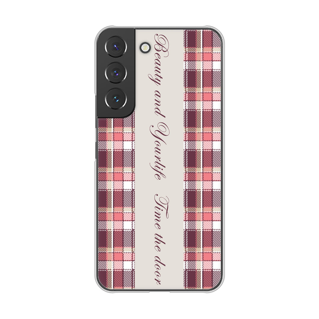 Galaxy S22 SC-51C docomo 高画質仕上げ 背面印刷 ハードケース ピンクチェック