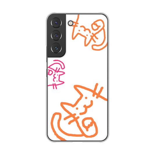 Galaxy S22 SC-51C docomo 高画質仕上げ 背面印刷 ハードケース 【1098 手まねきする3匹のネコ】