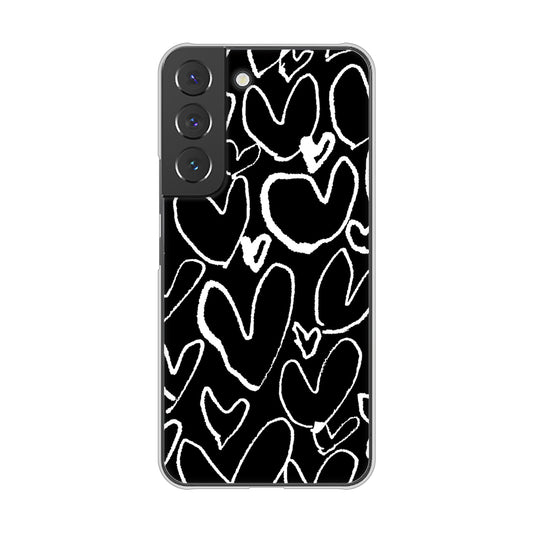 Galaxy S22 SC-51C docomo 高画質仕上げ 背面印刷 ハードケース 【1124 ハート BK&WH】