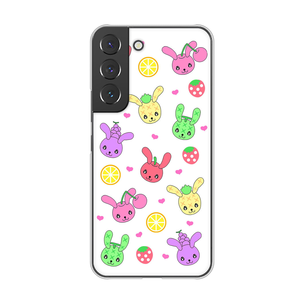 Galaxy S22 SC-51C docomo 高画質仕上げ 背面印刷 ハードケース むかいあぐる フルーツうさぎのブルーラビッツ