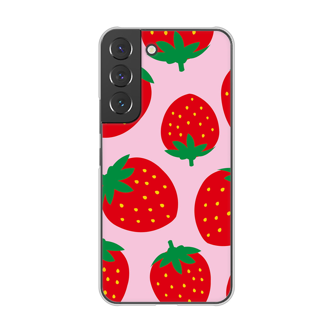 Galaxy S22 SC-51C docomo 高画質仕上げ 背面印刷 ハードケース 大きいイチゴ模様
