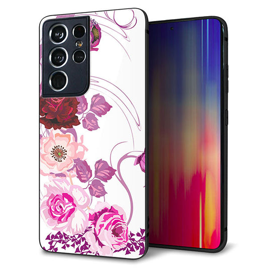 docomo ギャラクシーS21 ウルトラ 5G SC-52B 強化ガラス&TPUスマホケース ガラプリ【116 6月のバラ】