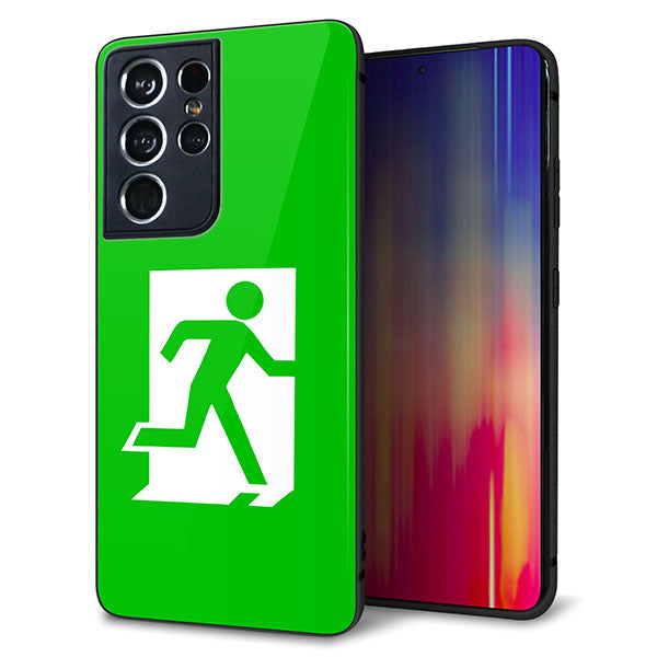 docomo ギャラクシーS21 ウルトラ 5G SC-52B 強化ガラス&TPUスマホケース ガラプリ【163 非常口】