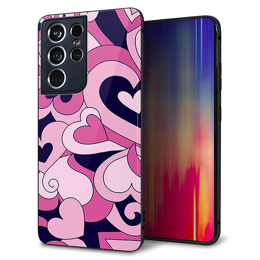 docomo ギャラクシーS21 ウルトラ 5G SC-52B 強化ガラス&TPUスマホケース ガラプリ【223 ハートの調べ】