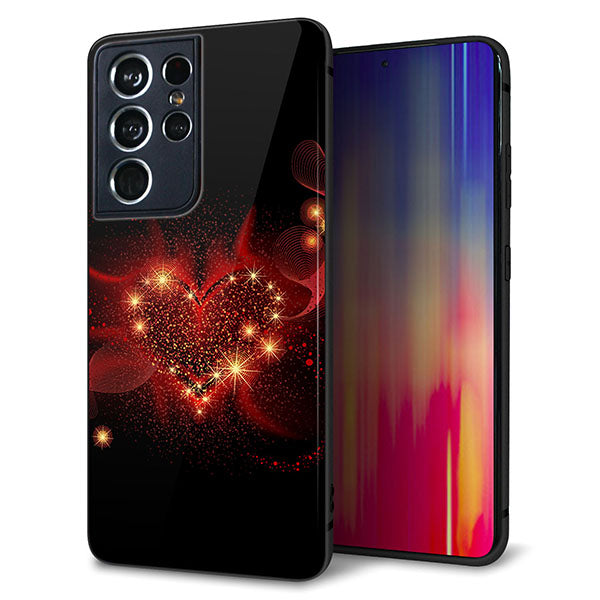 docomo ギャラクシーS21 ウルトラ 5G SC-52B 強化ガラス&TPUスマホケース ガラプリ【382 ハートの創生】