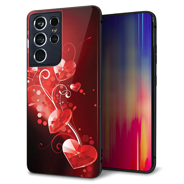 docomo ギャラクシーS21 ウルトラ 5G SC-52B 強化ガラス&TPUスマホケース ガラプリ【385 クリスタルな恋】