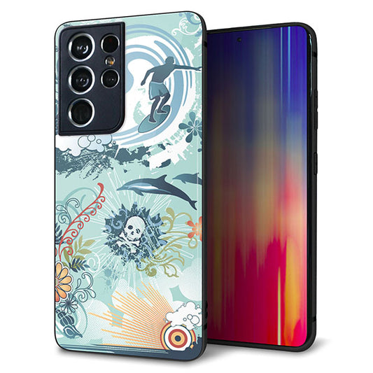 docomo ギャラクシーS21 ウルトラ 5G SC-52B 強化ガラス&TPUスマホケース ガラプリ【431 ハワイ】