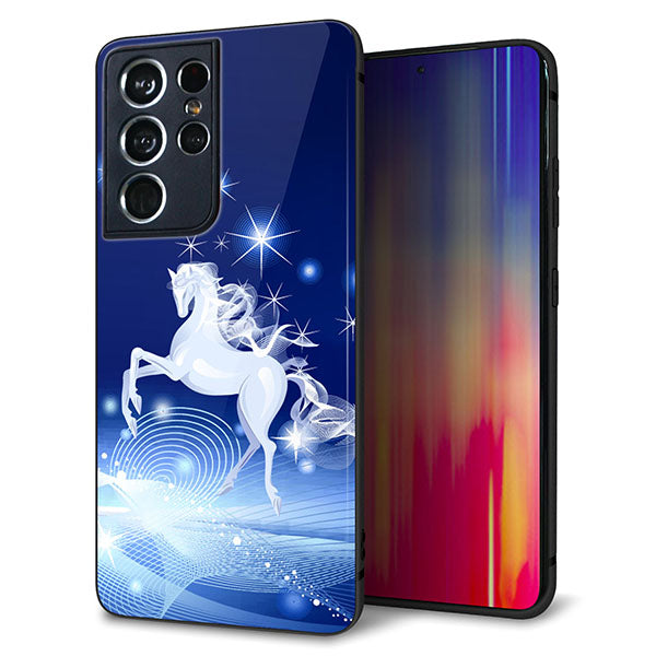 docomo ギャラクシーS21 ウルトラ 5G SC-52B 強化ガラス&TPUスマホケース ガラプリ【436 ペガサス】