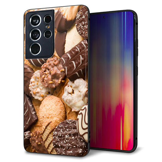 docomo ギャラクシーS21 ウルトラ 5G SC-52B 強化ガラス&TPUスマホケース ガラプリ【442 クッキー mix】