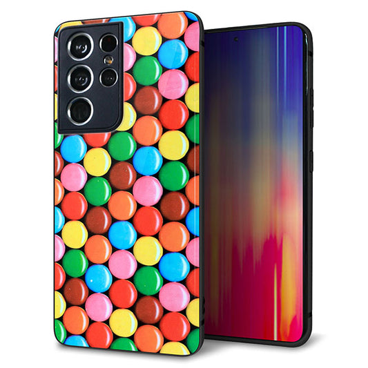 docomo ギャラクシーS21 ウルトラ 5G SC-52B 強化ガラス&TPUスマホケース ガラプリ【448 マーブルチョコ】