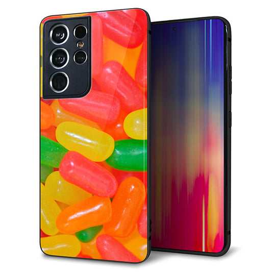 docomo ギャラクシーS21 ウルトラ 5G SC-52B 強化ガラス&TPUスマホケース ガラプリ【449 ジェリービーンズ】