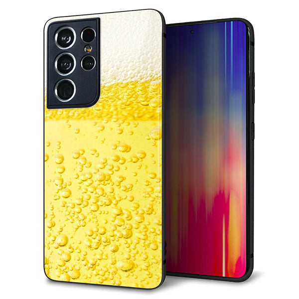 docomo ギャラクシーS21 ウルトラ 5G SC-52B 強化ガラス&TPUスマホケース ガラプリ【450 生ビール】
