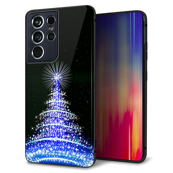 docomo ギャラクシーS21 ウルトラ 5G SC-52B 強化ガラス&TPUスマホケース ガラプリ【589 ブルーライトツリー】