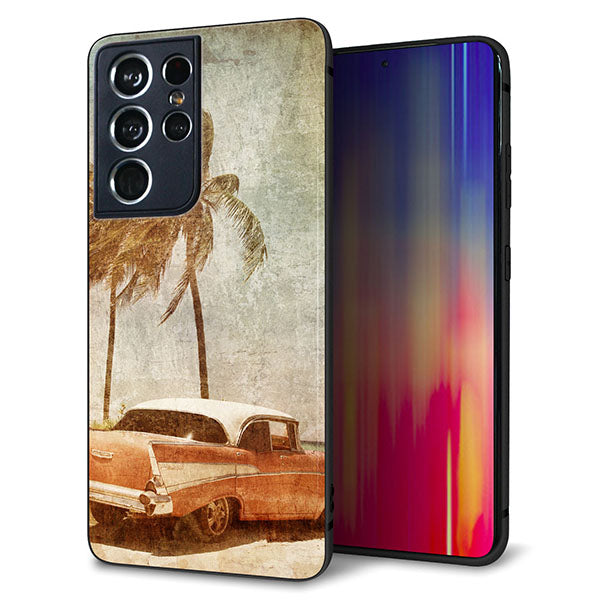 docomo ギャラクシーS21 ウルトラ 5G SC-52B 強化ガラス&TPUスマホケース ガラプリ【620 憧れの時-CAR】