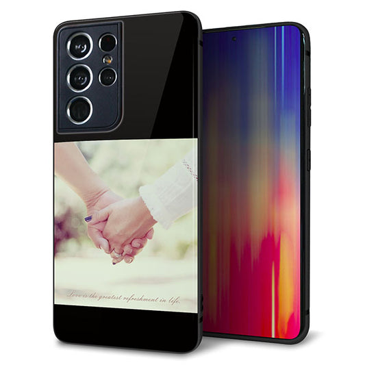 docomo ギャラクシーS21 ウルトラ 5G SC-52B 強化ガラス&TPUスマホケース ガラプリ【KM875 カップル】