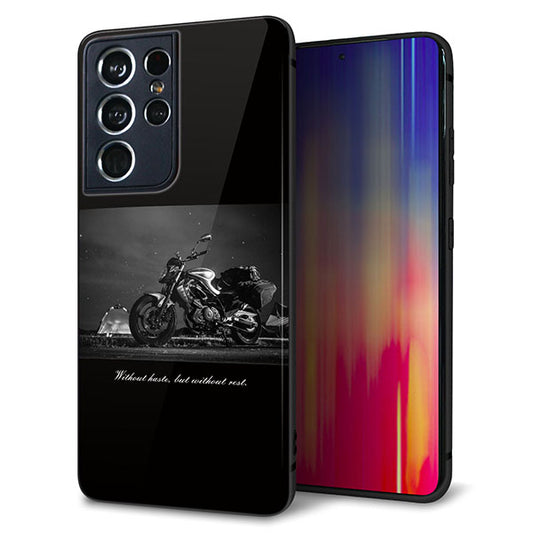 docomo ギャラクシーS21 ウルトラ 5G SC-52B 強化ガラス&TPUスマホケース ガラプリ【KM879 バイク】