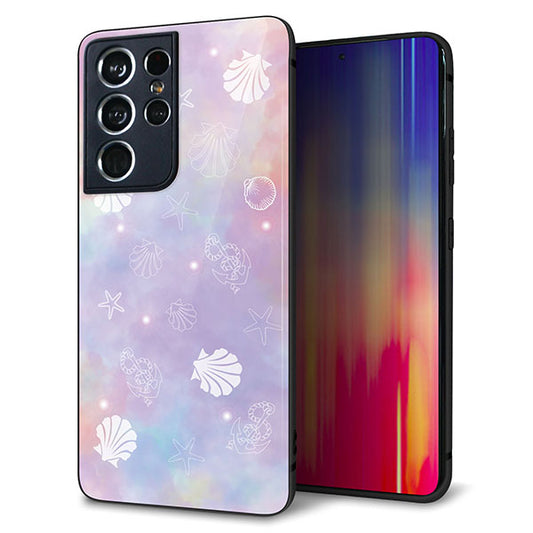 docomo ギャラクシーS21 ウルトラ 5G SC-52B 強化ガラス&TPUスマホケース ガラプリ【KM883 シェル柄】