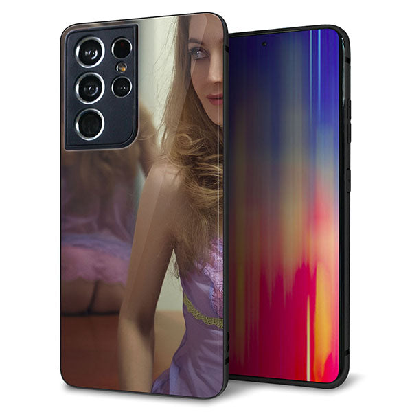 docomo ギャラクシーS21 ウルトラ 5G SC-52B 強化ガラス&TPUスマホケース ガラプリ【KM886 ミラー】