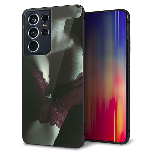 docomo ギャラクシーS21 ウルトラ 5G SC-52B 強化ガラス&TPUスマホケース ガラプリ【KM887 ランジェリー】