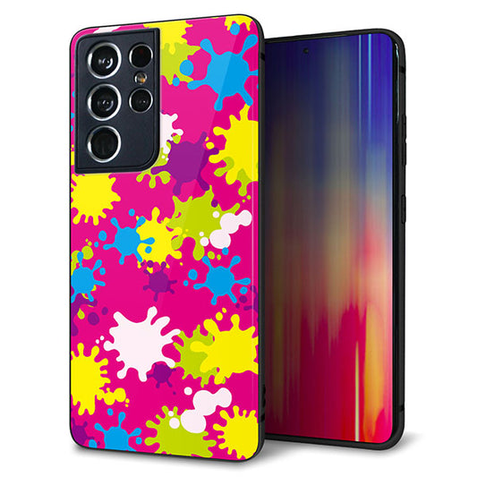 docomo ギャラクシーS21 ウルトラ 5G SC-52B 強化ガラス&TPUスマホケース ガラプリ【MA876 ペイントピンク】