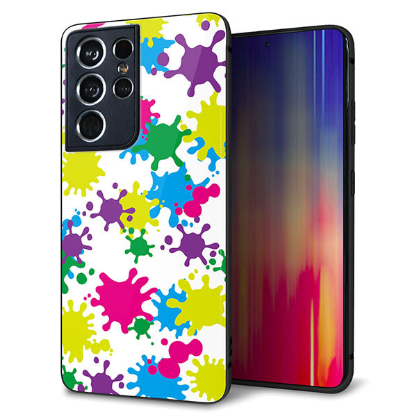 docomo ギャラクシーS21 ウルトラ 5G SC-52B 強化ガラス&TPUスマホケース ガラプリ【MA878 ペイントホワイト】