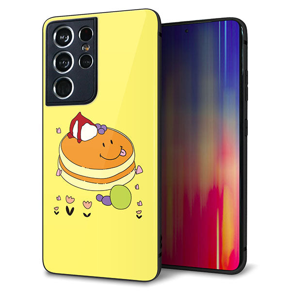 docomo ギャラクシーS21 ウルトラ 5G SC-52B 強化ガラス&TPUスマホケース ガラプリ【MA901 パンケーキ】