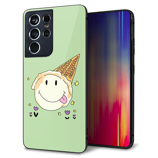 docomo ギャラクシーS21 ウルトラ 5G SC-52B 強化ガラス&TPUスマホケース ガラプリ【MA902 アイスクリーム】