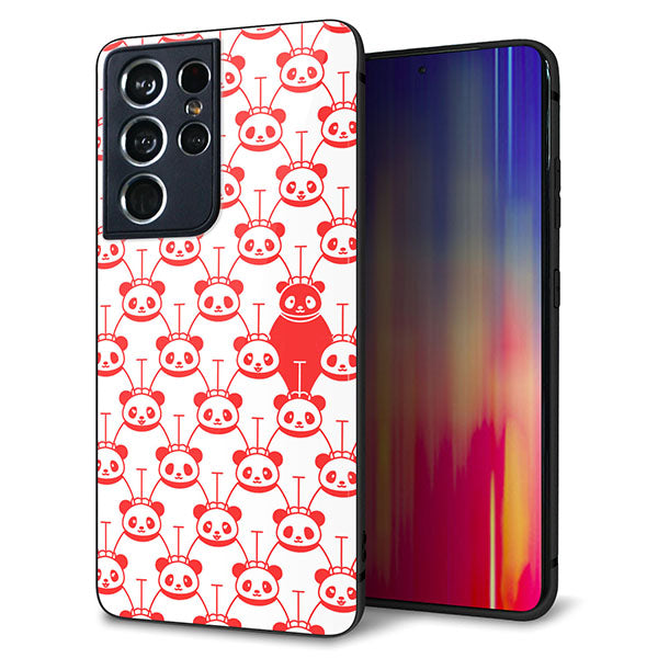 docomo ギャラクシーS21 ウルトラ 5G SC-52B 強化ガラス&TPUスマホケース ガラプリ【MA913 パターン パンダ】