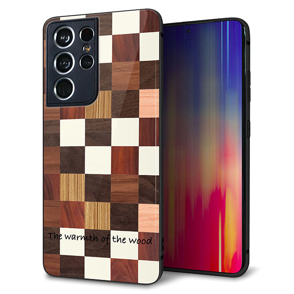 docomo ギャラクシーS21 ウルトラ 5G SC-52B 強化ガラス&TPUスマホケース ガラプリ【MA929 寄木細工 チェッカー】
