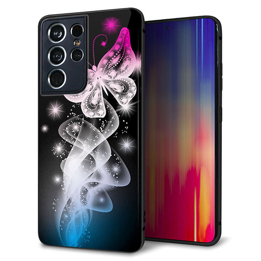 docomo ギャラクシーS21 ウルトラ 5G SC-52B 強化ガラス&TPUスマホケース ガラプリ【MA989 蝶A】