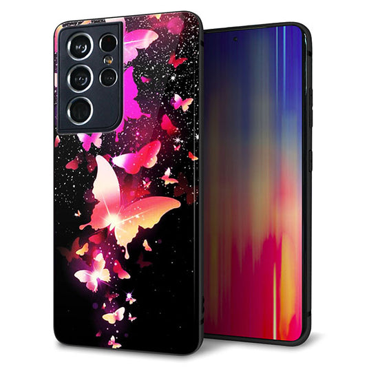 docomo ギャラクシーS21 ウルトラ 5G SC-52B 強化ガラス&TPUスマホケース ガラプリ【MA991 蝶C】