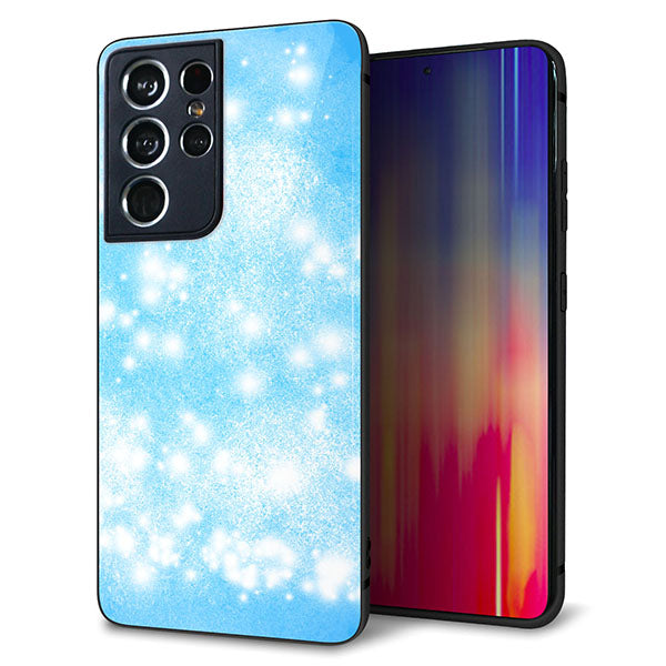 docomo ギャラクシーS21 ウルトラ 5G SC-52B 強化ガラス&TPUスマホケース ガラプリ【YJ289 デザインブルー】