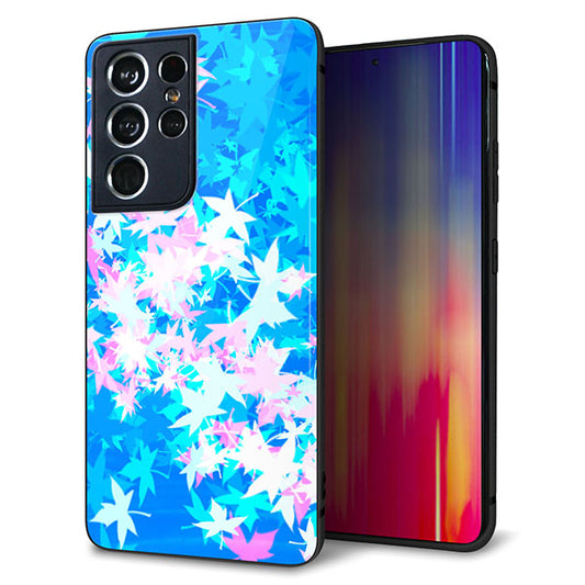 docomo ギャラクシーS21 ウルトラ 5G SC-52B 強化ガラス&TPUスマホケース ガラプリ【YJ290 デザインもみじ】