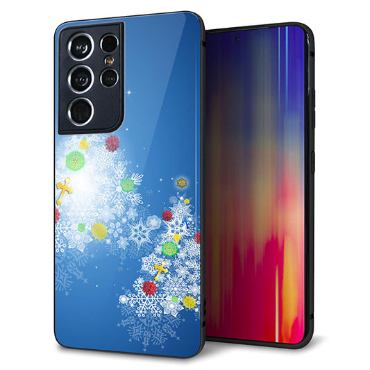docomo ギャラクシーS21 ウルトラ 5G SC-52B 強化ガラス&TPUスマホケース ガラプリ【YJ347 クリスマスツリー】