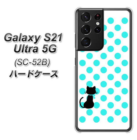 docomo ギャラクシーS21 ウルトラ 5G SC-52B 高画質仕上げ 背面印刷 ハードケース【EK809 ネコとシンプル ライトブルー】