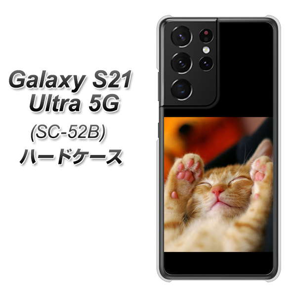 docomo ギャラクシーS21 ウルトラ 5G SC-52B 高画質仕上げ 背面印刷 ハードケース【VA804 爆睡するネコ】